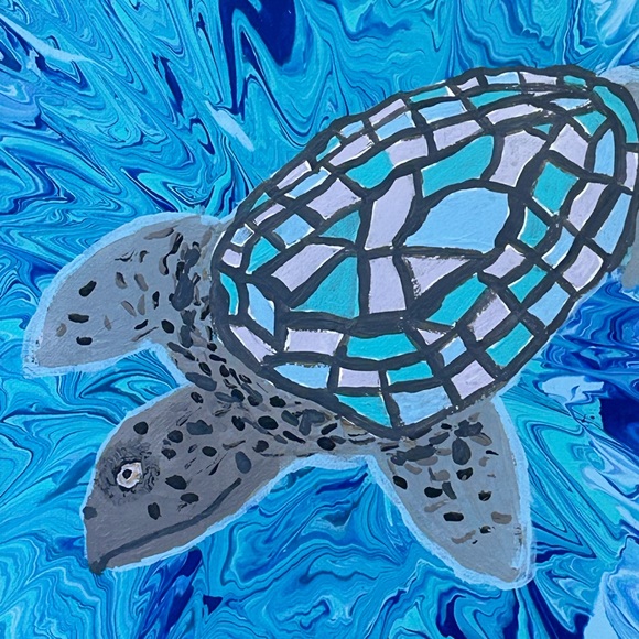 Original “Under The Sea” Acrylic Painting 9x12 Ocean Lovers And Sea Turtles - Picture 6 of 6